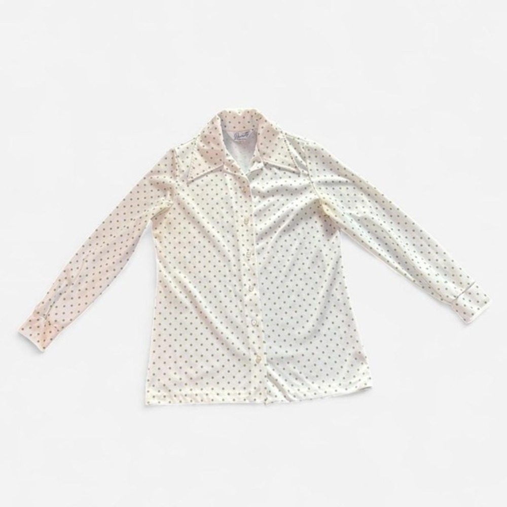 Vintage Devonette Polka Dot Button Up Shirt Long Sleeve Women's Size M